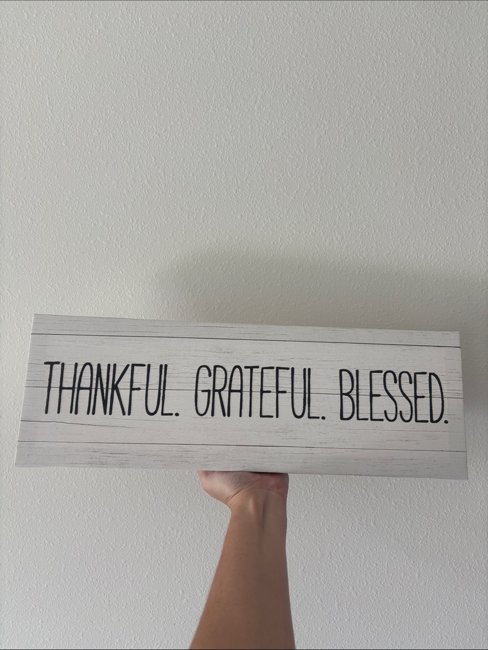 Thankful. Grateful. Blessed. Wooden Wall Sign - White and Black